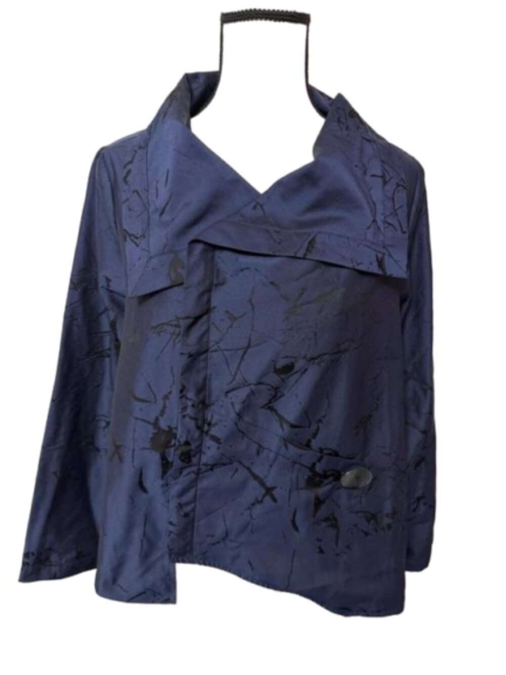 Liv by Habitat Navy Blue Abstract Jacquard Print Lightweight Blazer Size S #2540